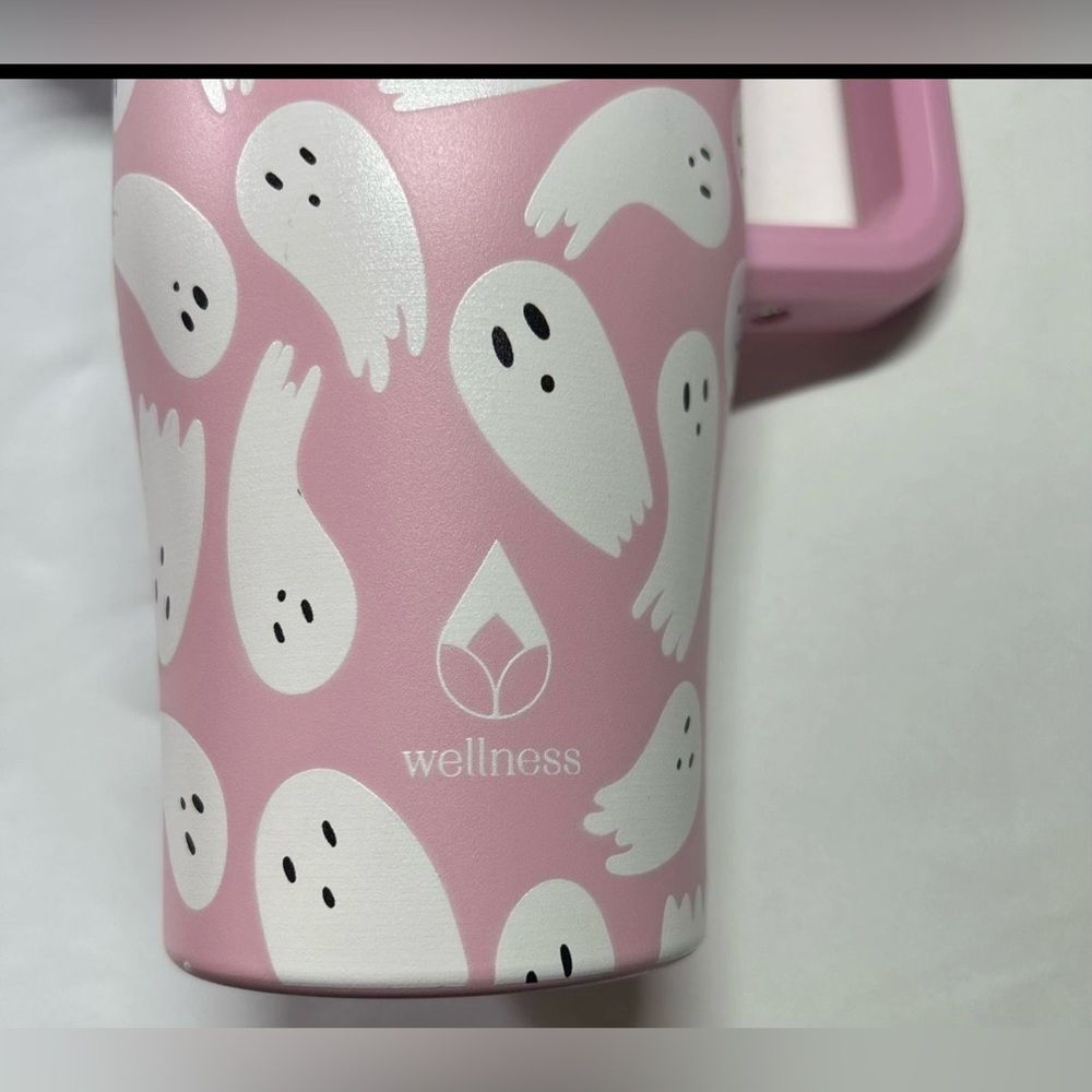 BRAND NEW - Pink Tumbler w/ White Ghosts (Wellness) - Picture 5 of 11